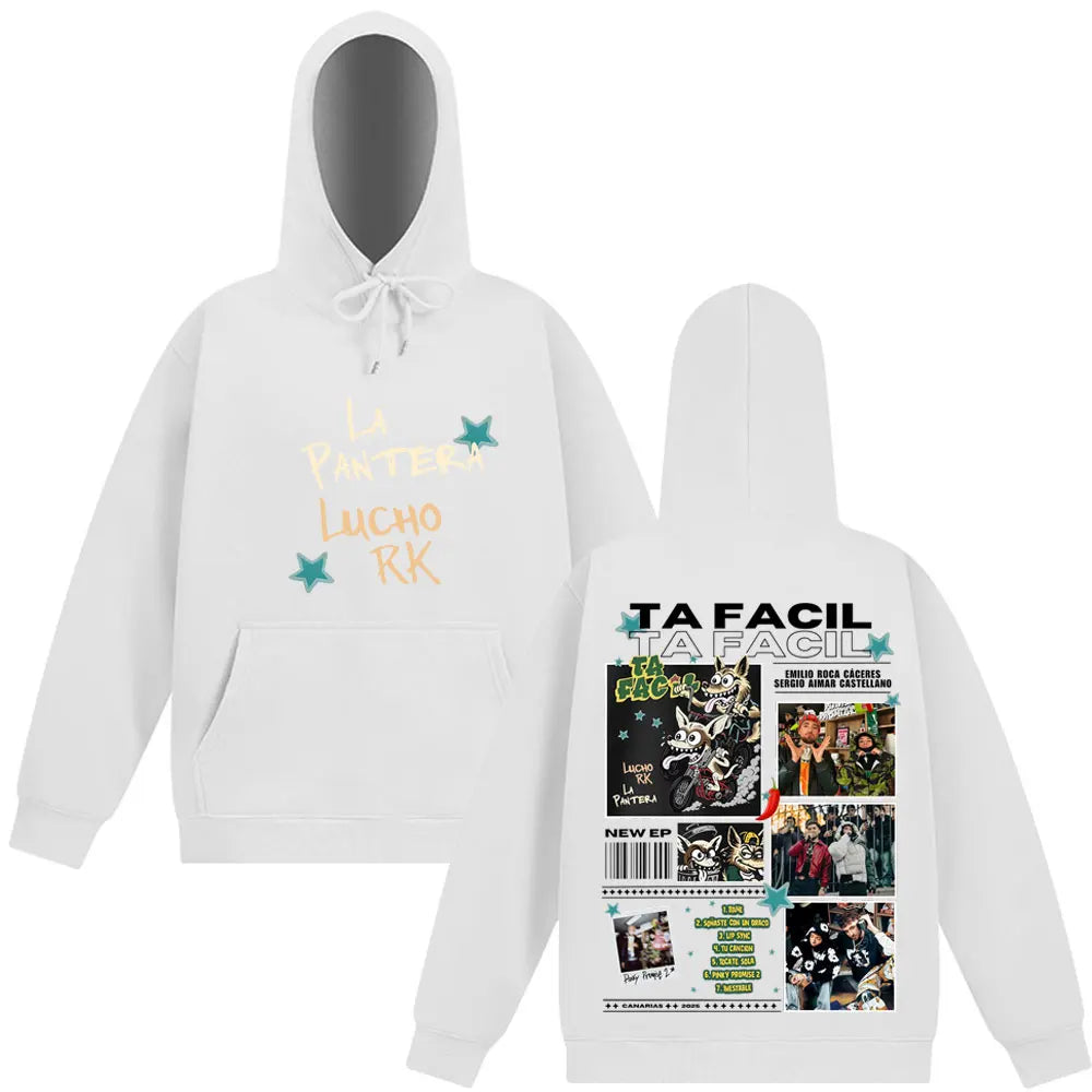 Rapper La Panter Lucho Rk Ta Facil Album 2025 Tour Fashion Print Hoodie Men Women Harajuku Hip-hop Oversized Tracksuit Fan Gifts