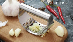 Multi-function Manual Garlic Press Curved Garlic Grinding Slicer Chopper Stainless