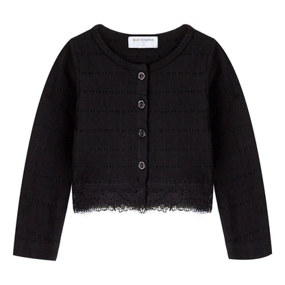 Mudkingdom Little Girls Long Sleeve Bolero Shrug Lace Short Cardigan for Baby Girl Knitted Coat Thin Lace Solid Color Plain