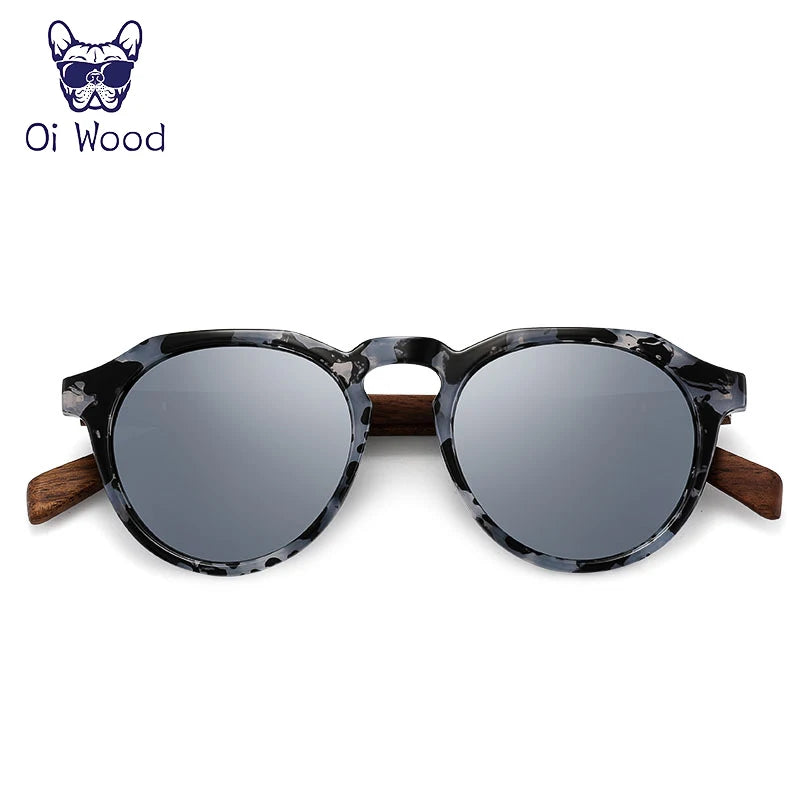 Sunglasses Women Men's Sun Glasses  Walnut Wood Round Eyeglasses