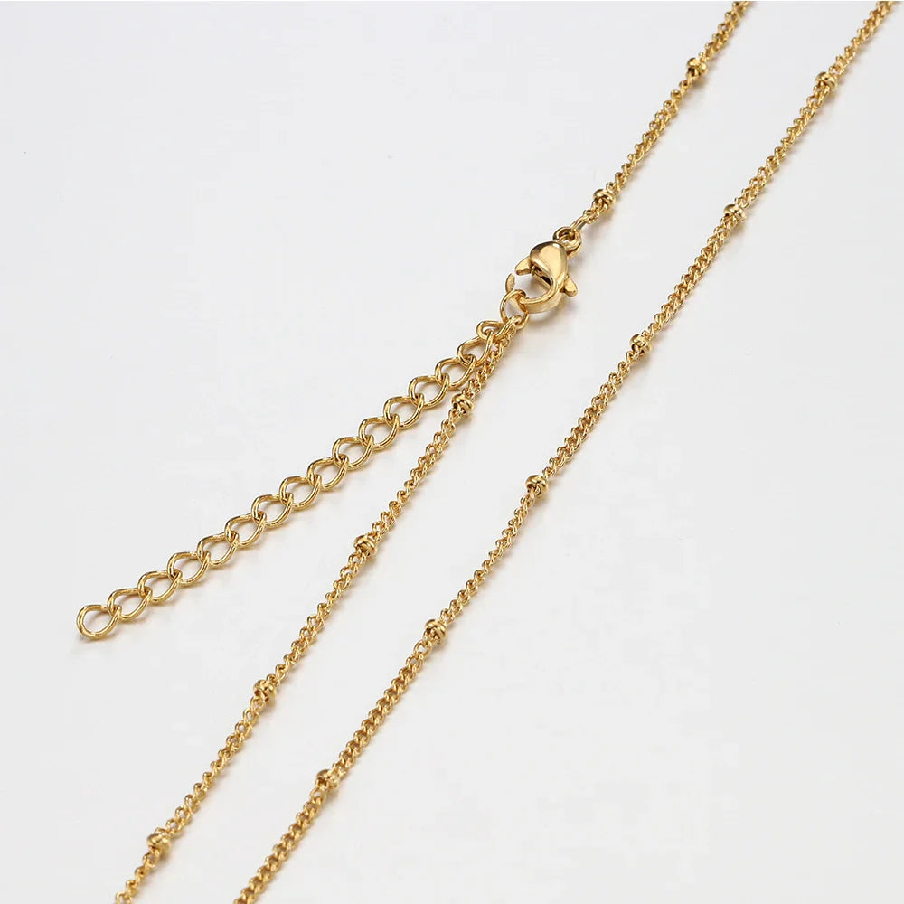 10pcs 5pcs Stainless Steel Bead Chain Necklace Chains for DIY Jewelry Making Findings 45cm+5cm Chain with Lobster Clasps No Fade