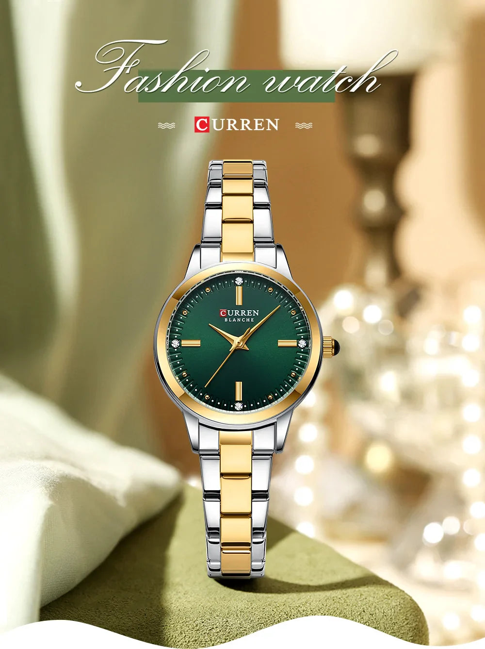 CURREN Simple Round Dial Fashion Dress Quartz Watches for Ladies with Stainless Steel Bracelet Luxury Wristwatches