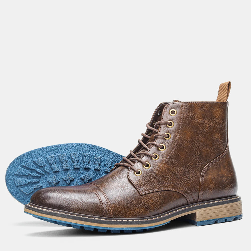 Ankle boots men 2024 fashion comfortable brand leather boots for men