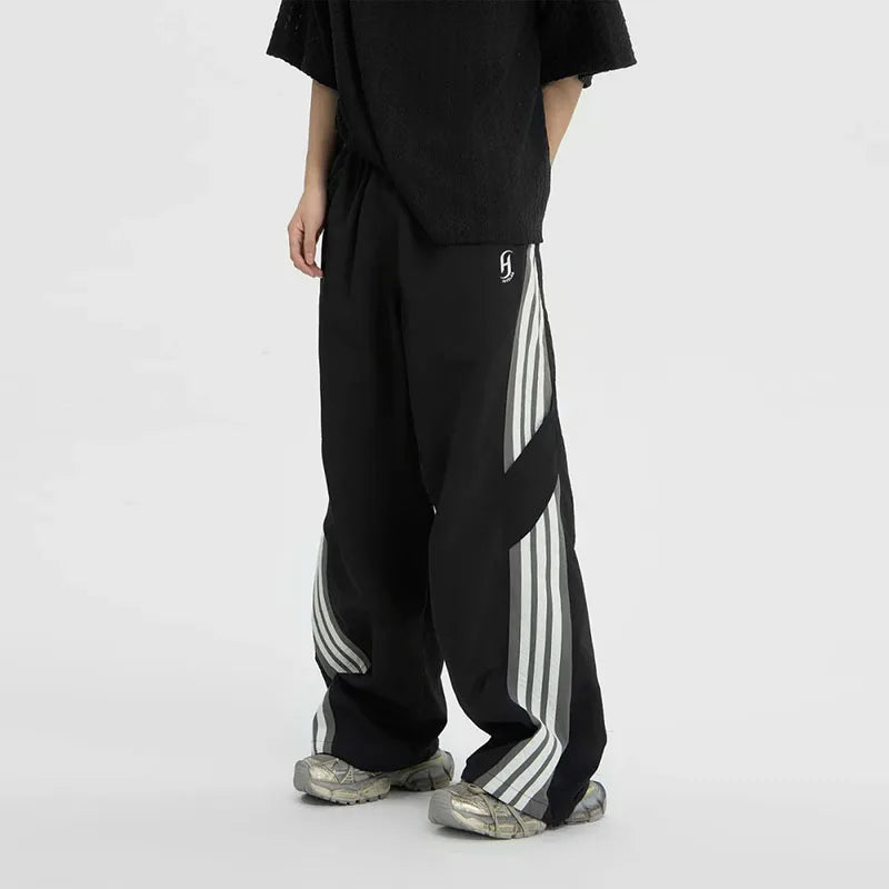 Baggy Streetwear Cargo Pants Women Korean High Waist Striped Parachute Sweatpants