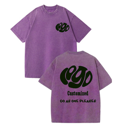 Custom Your LOGO Hip Hop Streetwear Men 100% Cotton T-shirts Oversized Washed Top Tee Unisex Summer Retro Brand Personalized