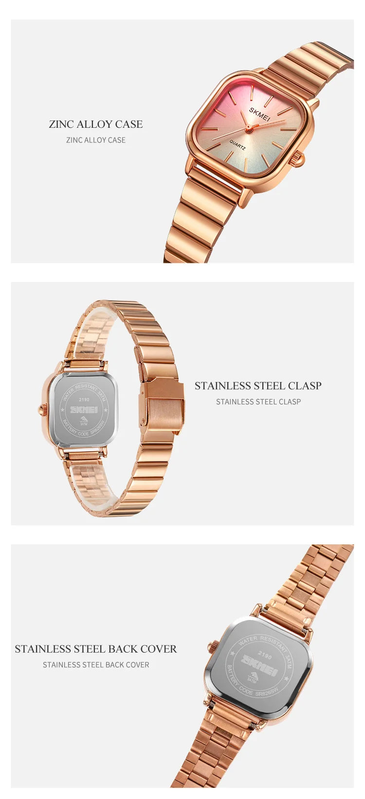 Skmei Women’s Bracelet Quartz Watches Luxury Stainless Steel Strap Waterproof Casual Analog Wristwatch Fashion Female Time
