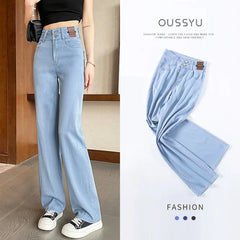 Summer Ultrathin Lyocell Women's Jeans High Waist Straight Fashion Pants Streetwear