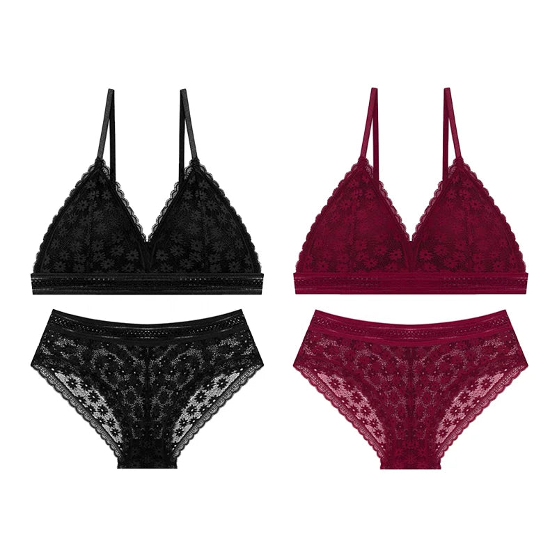 Bra and Panty Set Push Up Seamless Bras Mid Waist Briefs Underwear Sets
