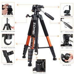 187cm/73.6in Tall Zomei Aluminum Alloy Portable Tripod for Camera DSLR Canon Nikon