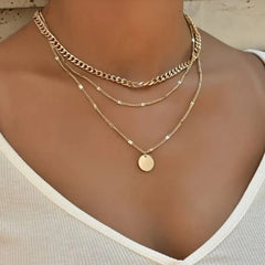 Vintage Necklace on Neck Chain Women's Jewelry Layered Accessories for Girls