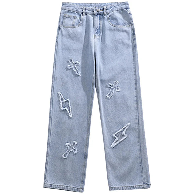 Hip Hop Streetwear Y2k Mens Pants High Street Jeans Baggy Loose Straight