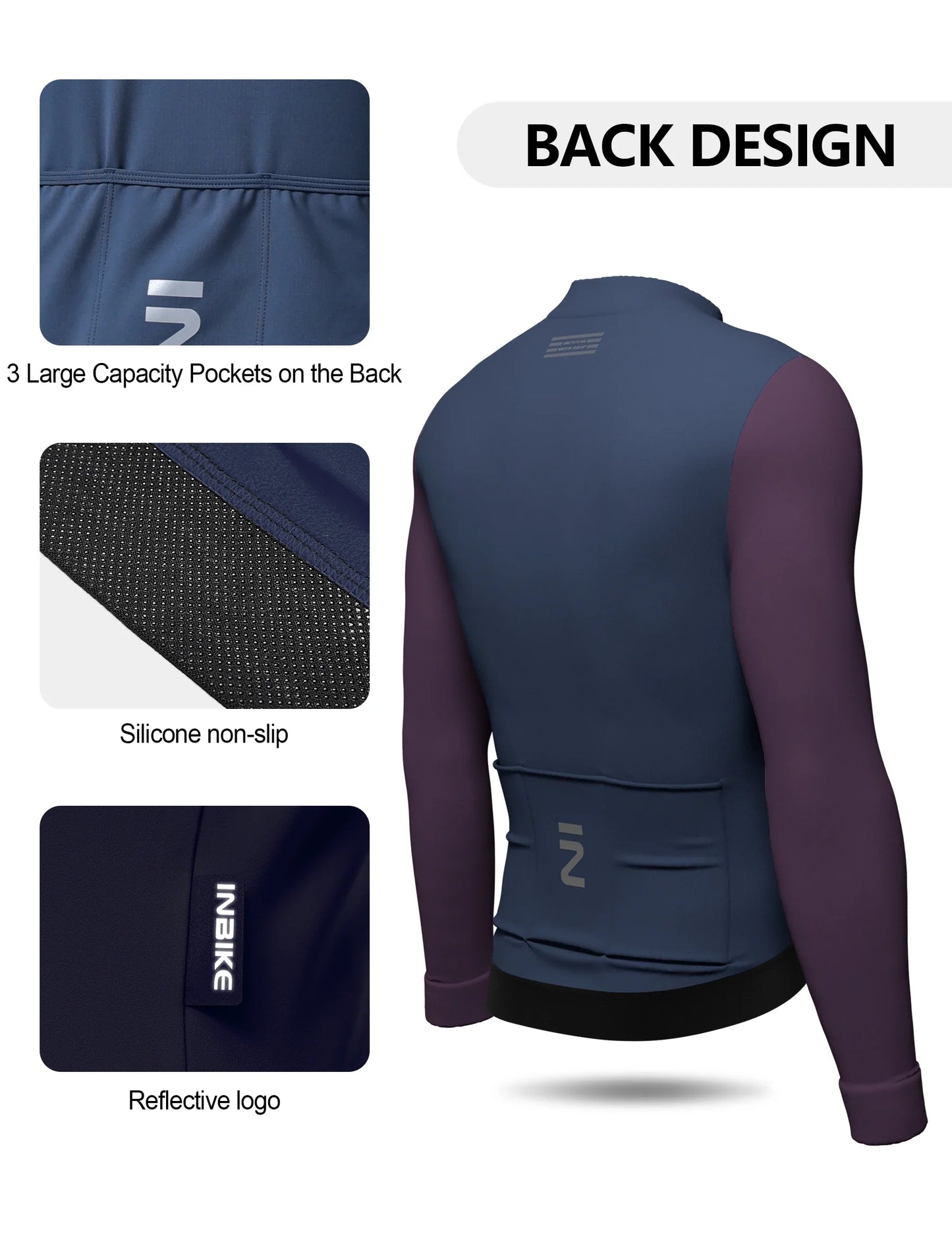 INBIKE Winter Cycling Clothing for Men Fleece Cycling Sets Long Sleeve Jersey with Pockets Long Bicycle Bib Pants for Road Bikes
