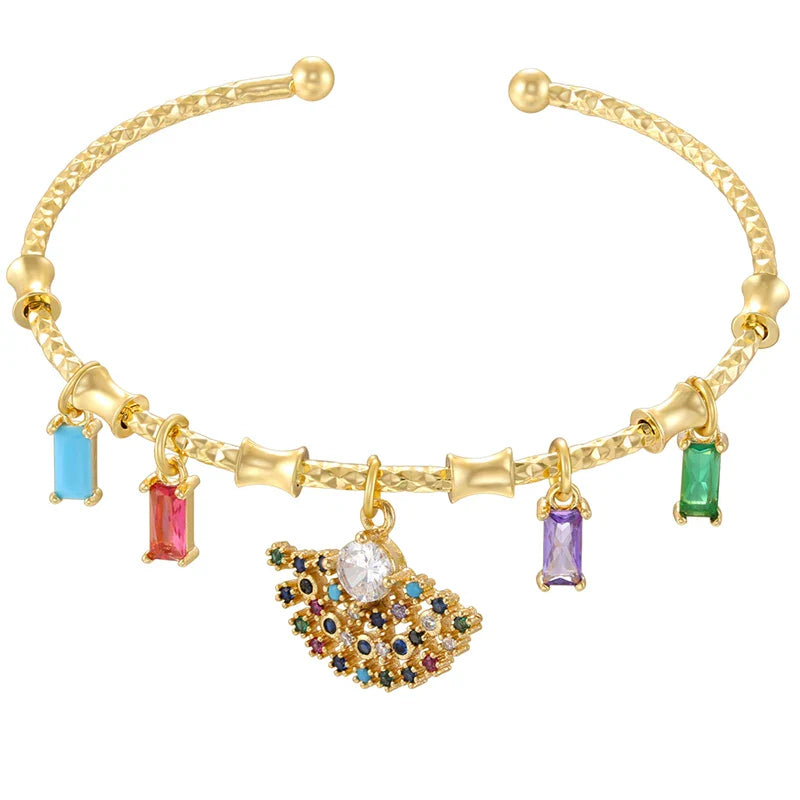 ZHUKOU candy charms bracelet for women Gold color romantic round charms bangles lady birthday gifts Man bracelet Jewelry VL338