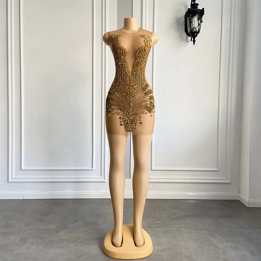 Homecoming Dresses: Through Black Girl Short Prom Dress Golden Diamond