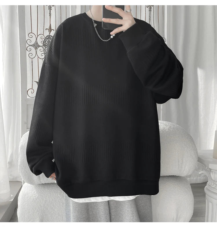 Hoodies Jacquard Sweatshirt Mens White Pullover Streetwear Casual Fashion Clothes