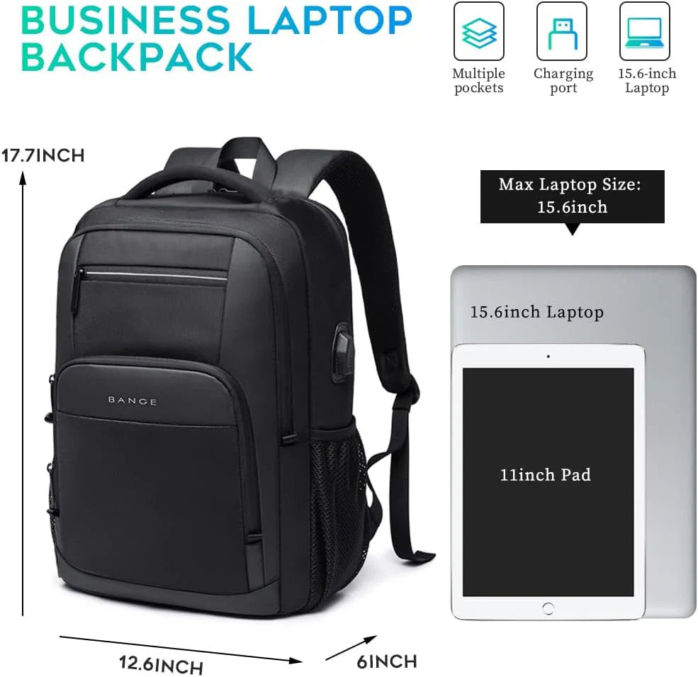 BANGE Sling Travel Laptop Backpack Fits 15.6 Inch Laptop for Men and Women Waterproof with Side Mesh Pocket USB Charging Port