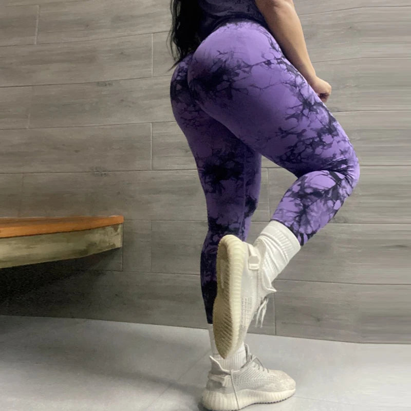 Tie Dye Seamless Leggings Push Up Women Mallas Sports Fitness Contour Yoga