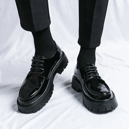 Men Formal Shoes Black Lace-up Dress Shoes With Black Sole