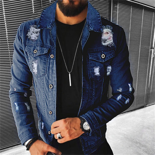 Denim jacket Autumn Casual Pure Cotton Slim Fit  Stylish Motorcycle Jean Jacket