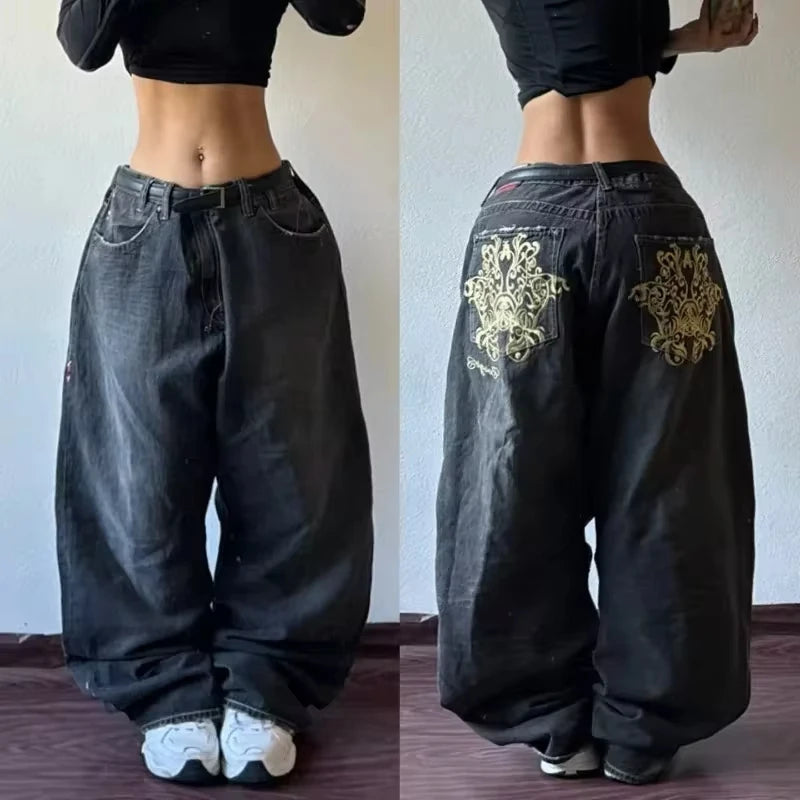 Y2K American Stitching Multi-pocket Heavy Washing Baggy Jeans