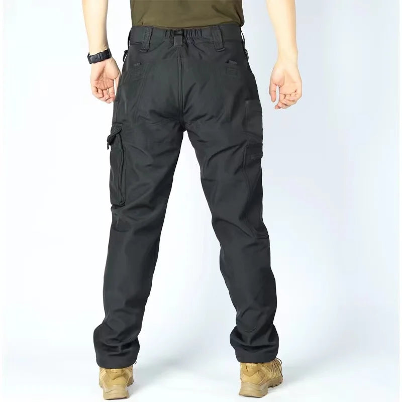 Winter Outdoor Work Sets Mens Field Training Jackets Multi-Pocket Fleece Cargo Pants Tactical Waterproof Camping Tracksuits Set