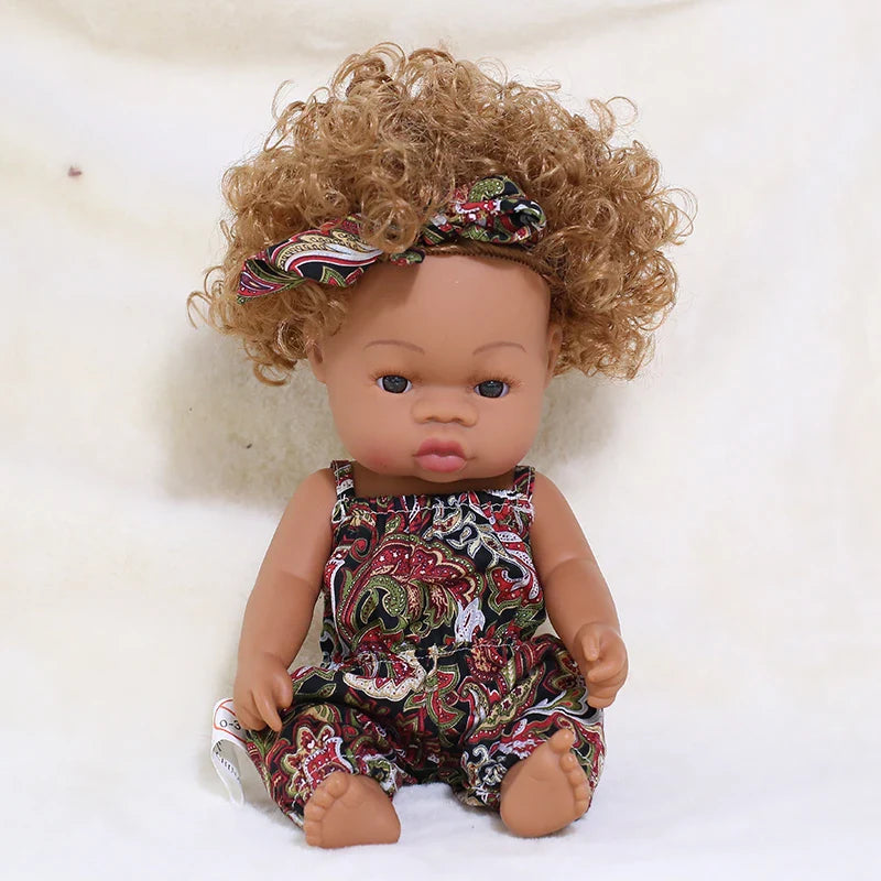 14inch Full Body Vinyl Bebe Reborn Dolls Soft Lifelike Baby Toys American Reborn Black Baby Doll Vinyl Baby Doll Toys Girls Boys