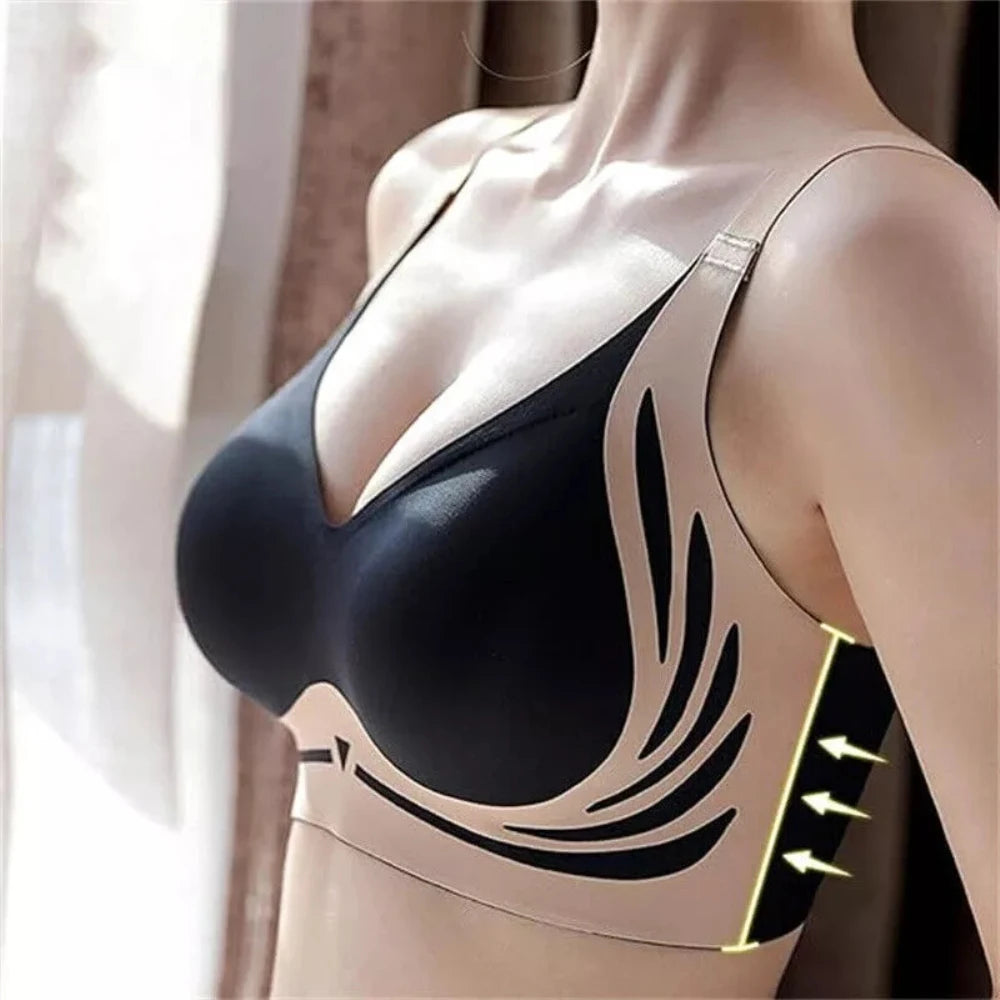 Ladies Underwear V-neck No Steel Ring Small Chest Gathered Adjustable