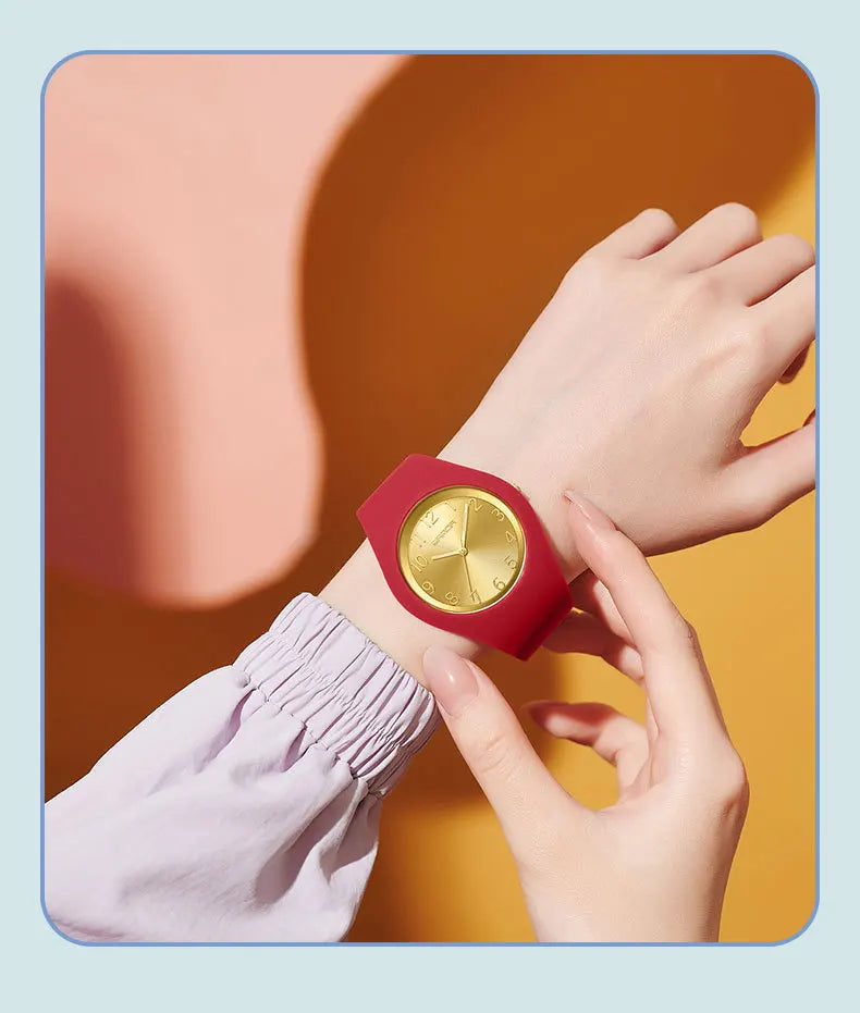 SANDA 6186 Simple Luxury Student Quartz Watch Clock Gift Outdoor Light Silicone Strap Wristwatch for Boy and Girl