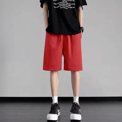 2024 New Men's Sports Shorts Fast Slow Run Breathable Quick-Dry Mesh Shorts Gym Fitnesssolid Color Polyester Casualwear