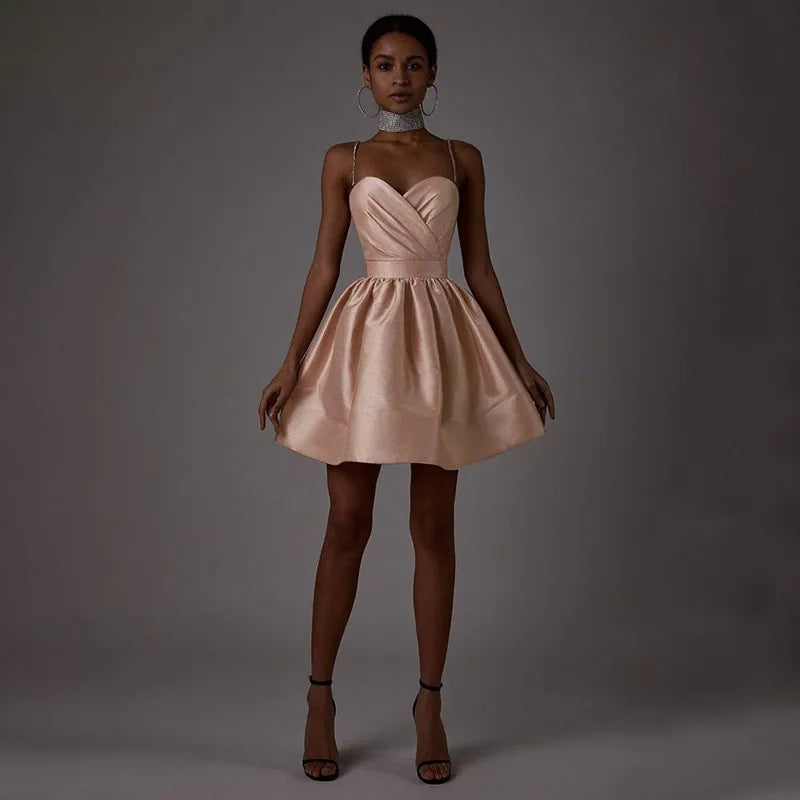 Evening Dresses: Women's Sleeveless Spaghetti Strap Mini Dress Ladies Y2k Retro