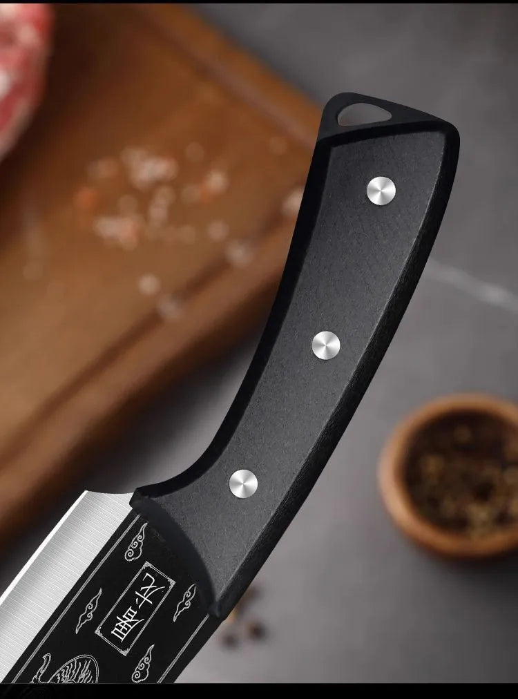 Dragon Pattern Forged Bone Chopping Knife Stainless Steel Meat Cleaver Sharp Knife
