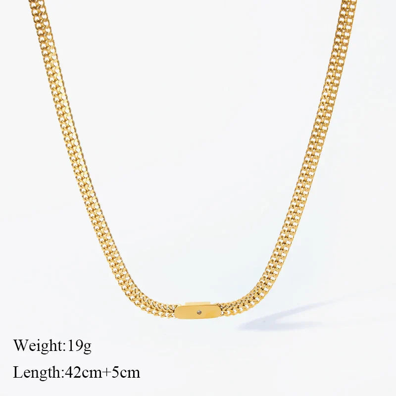 EILIECK 316L Stainless Steel Metal Chain Necklace For Women Fashion 18K Gold Plated Neck Chain Waterproof Jewelry Lady Gift