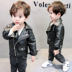 Boys Leather Jacket Solid Color Boy Coats Kids Casual Style Children Jackets