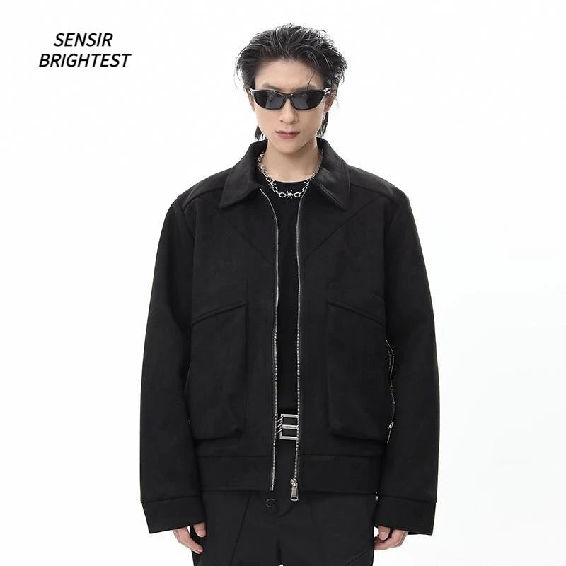 Spring and Autumn Vintage Overalls Jacket Men American High Street Suede Fabric Jacket