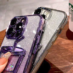 Bling Case For iPhone 16 15 14 13 12 Pro Max 15Pro 14Pro Lovely Clear Transparent Straw Cup Cover Insert Glitter Paper