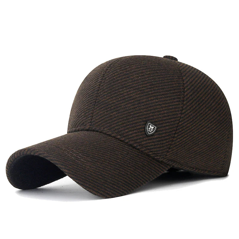 Mens Winter Baseball Cap with Ear Flaps, Baseball Winter Hats with Ear Flaps for Men Outdoor Walk Running  Adjustable Size