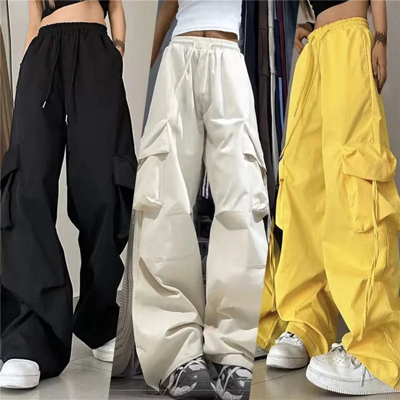 Cargo Pants Women Streetwear Loose Wide Leg Pants Harajuku Vintage Solid Baggy