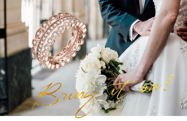 JewelryPalace 3 Pcs 925 Sterling Silver Yellow Rose Gold Band Ring Set Women