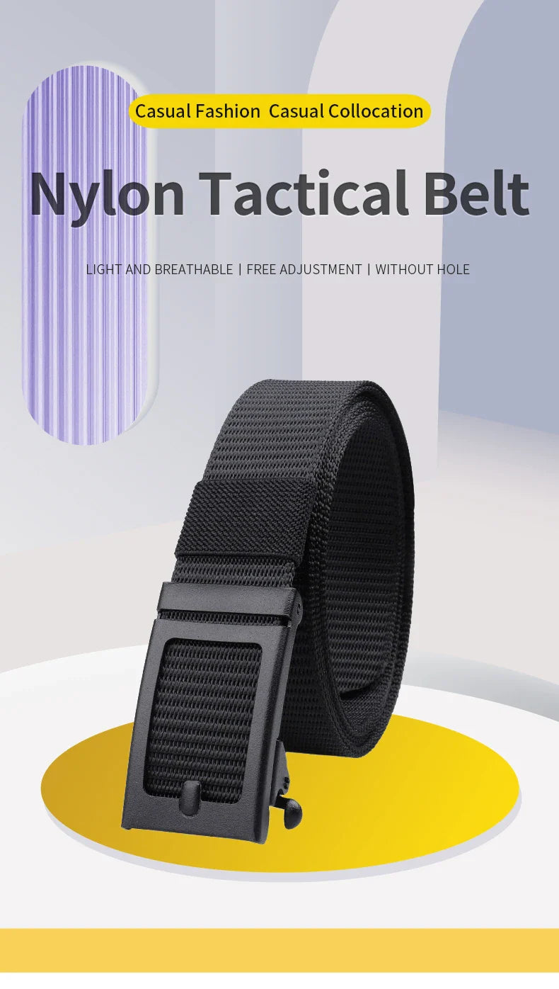 Men's And Women's Toothless Automatic Buckle Belt Military TrainingCanvas Belt New Metal Buckle Young Students' Versatile Belt T