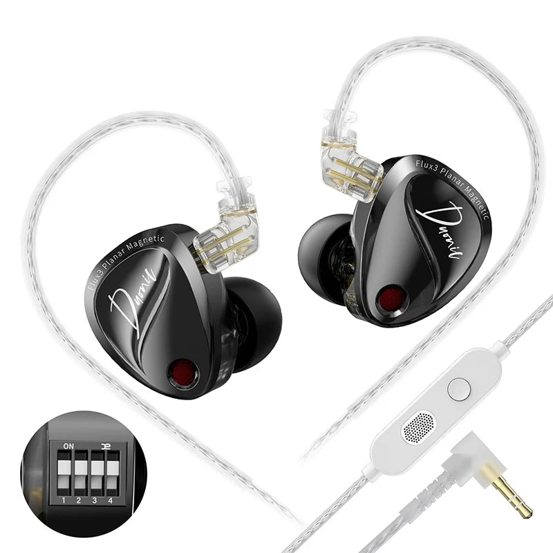 KZ Duonic HIFI IEMs Triple-Magnetic Planar Driver 4-Tuning Wired Earphones with HD Dual Mic For castor pro