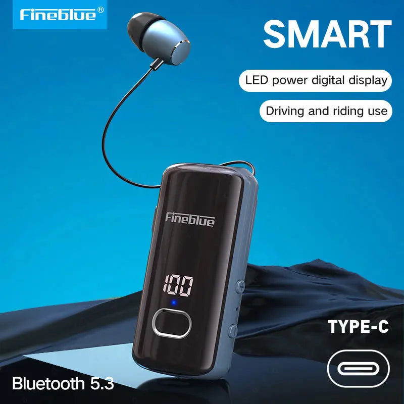 Fineblue F580 Lavalier Wireless Headphones Bluetooth 5.3 Headphones with Microphone Power Display Earbud Noise Interference Free