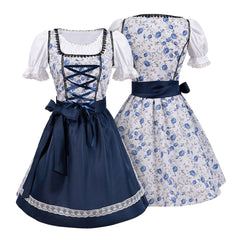 German Ladies Beer Maid  Bavarian Oktoberfest Dress with Apron Costumes Party