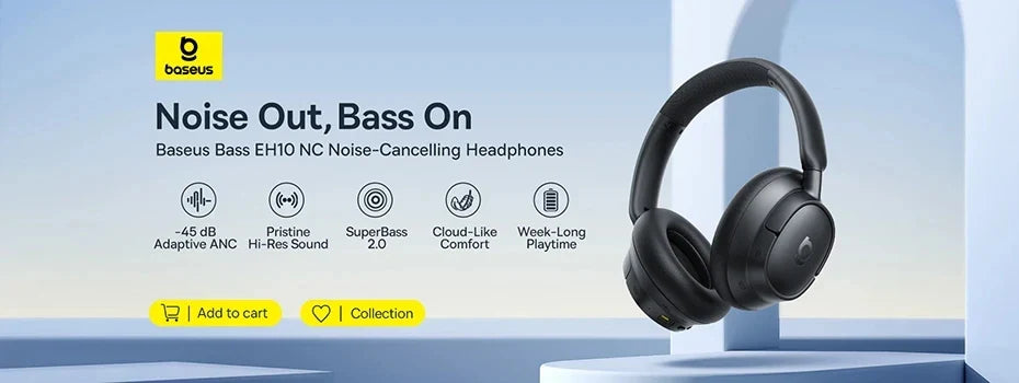 Baseus Inspire XH1 Sound by Bose ANC Wireless Headphone Bluetooth 6.1 48dB Adaptive Noise Cancellation Headset Hi-Res LDAC 100Hr