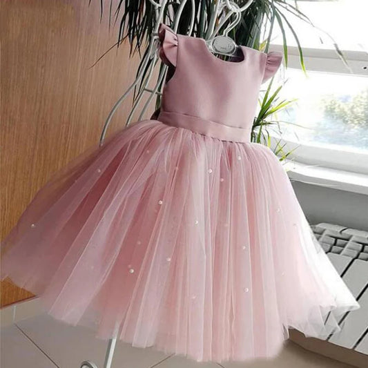 Girls Baby Dress Wedding Birthday Party Fluffy Lace Dress 1-5 Y Toddler