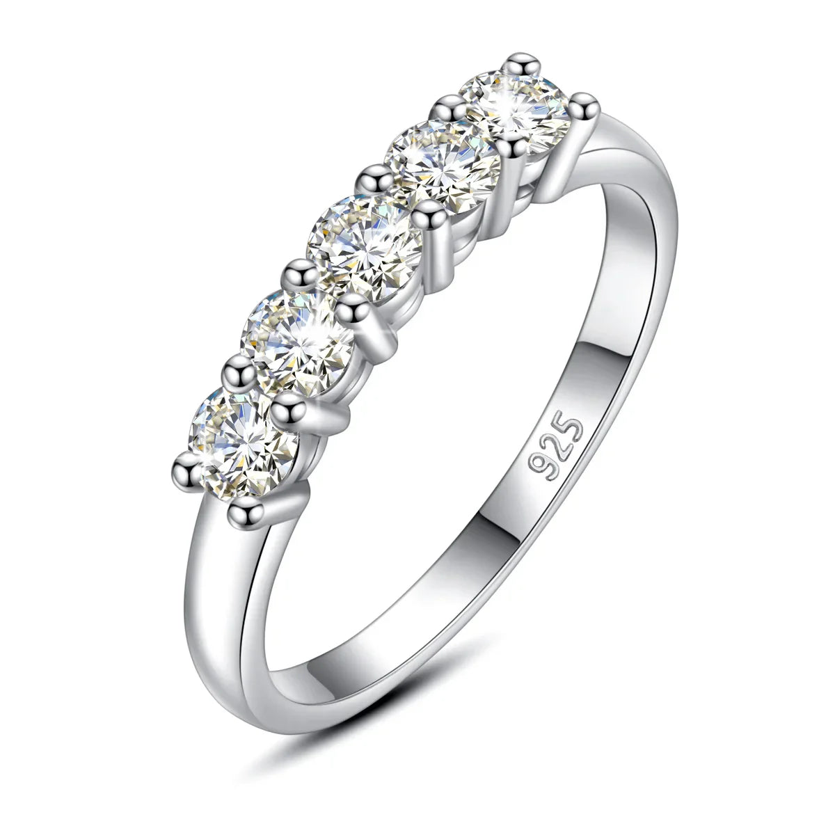 5pcs Stones Moissanite Diamond Ring for Woman Silver 925 100% Rose Gold Plated Fine Jewelry with Certified Engagement Gifts
