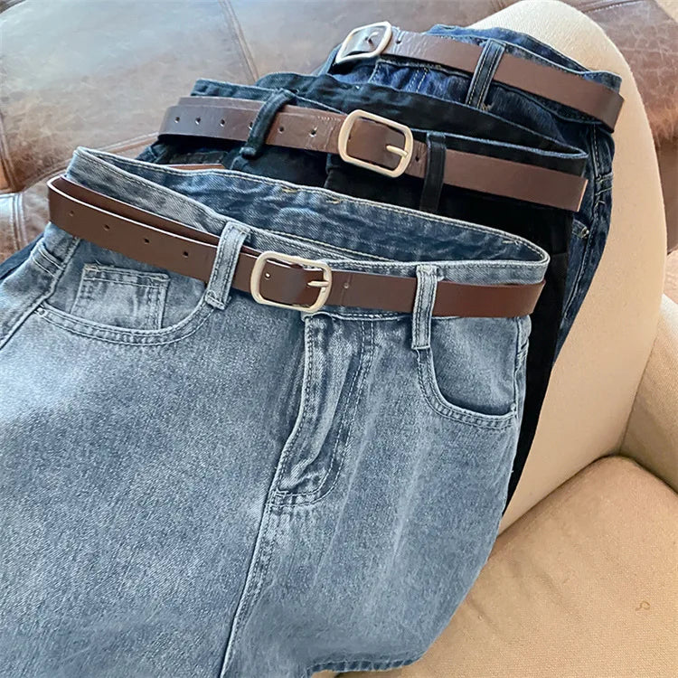 Denim shorts women's summer new trendy Instagram high waist simple slimming loose wide leg versatile A-line hot pants