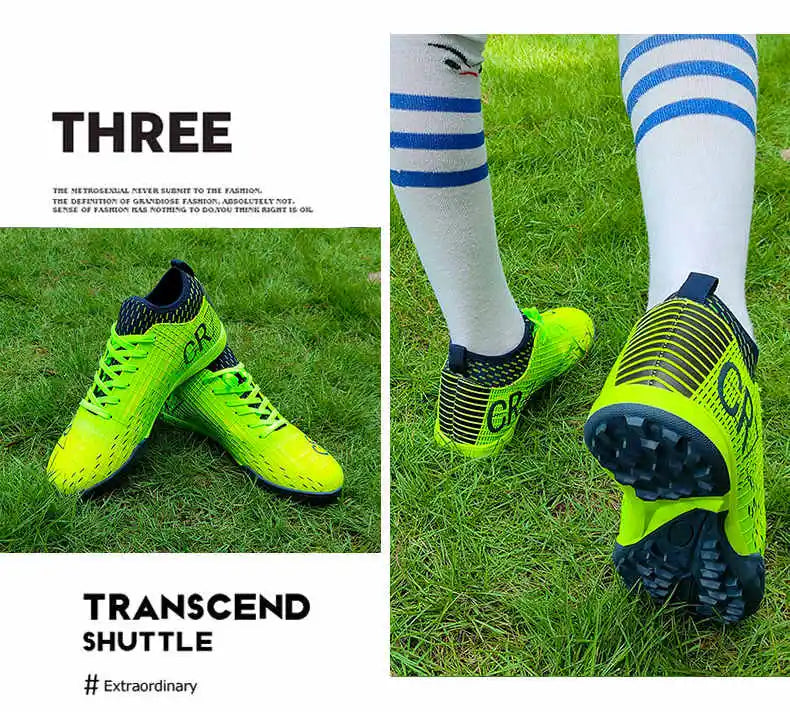 Fashion Green Men's Football Shoes Superstar Outdoor Non-slip Child Futsal