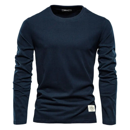 100% Cotton Long Sleeve T Shirt For Men Solid Spring Casual Mens T-shirts High Quality Male Tops Classic Clothes Men's T-shirts