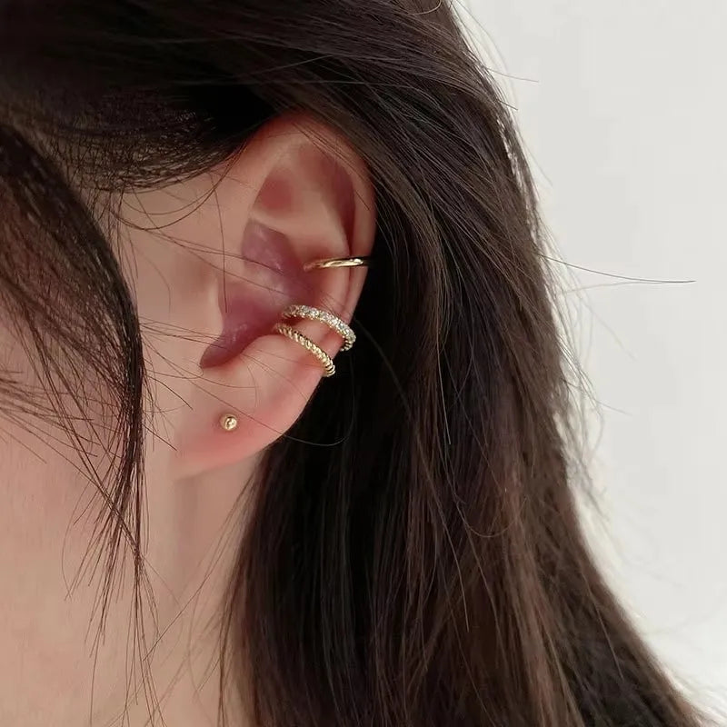 EVISPOL Fashion Exquisite Crystal Zerconia Ear Cuff Earrings for Woman Non Piercing Leaf Clip Earrings Christmas Jewelry Gift