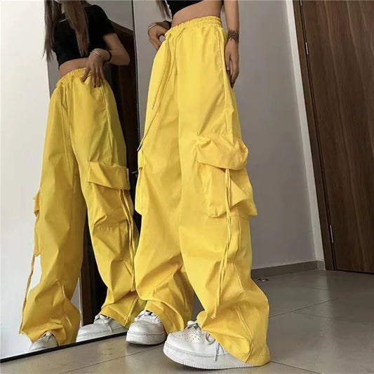 Cargo Pants Women Streetwear Loose Wide Leg Pants Harajuku Vintage Solid Baggy